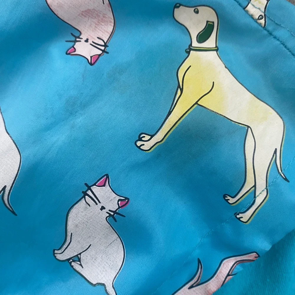 Holly & Beau Kids Color Changing Raincoat Blue Dog Cat Packable Jacket 5-6Y